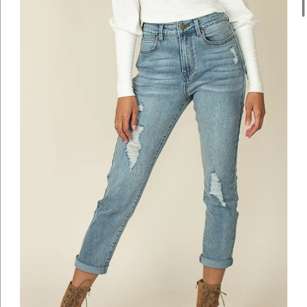 JOYFOLIE distressed high-rise jeans 25